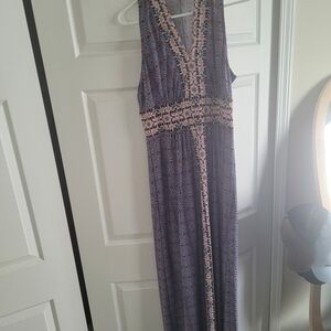 Elegant Blue and Pink Maxi Dress